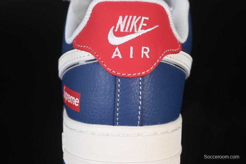 Nike Air Force 1 '07 Low Supreme Collaboration White Blue Gray Red Casual Sneakers - XD2588-602