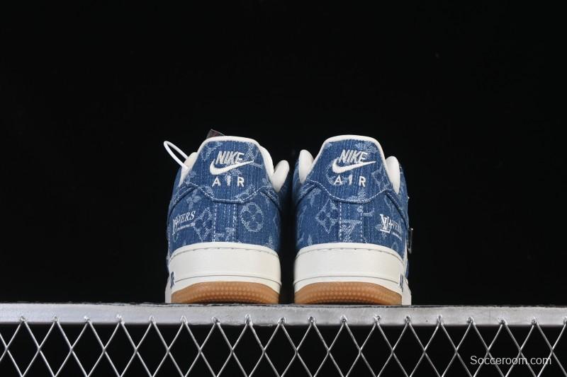 Nike Air Force 1 '07 Low LV Collaboration White Navy Blue Casual Sneakers - YF9511-813