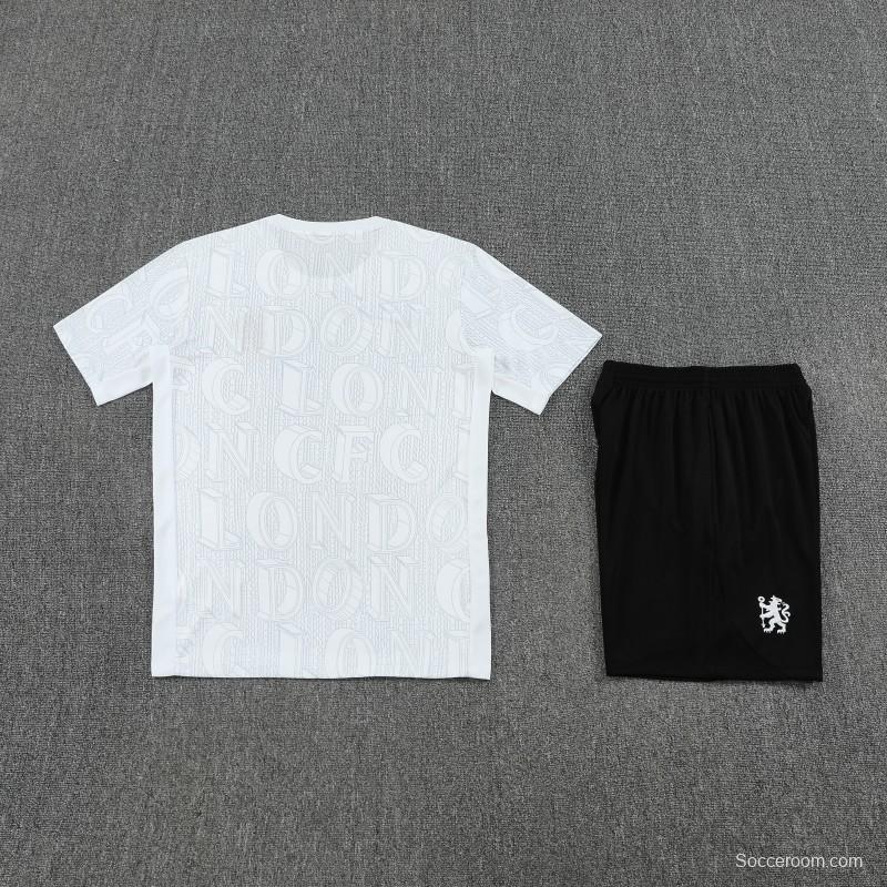 25/26 Chelsea White Short Sleeve Jersey+Shorts