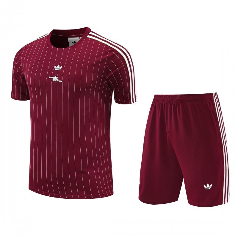 25/26 Arsenal Adidas Original Wine Short Sleeve Jersey+Shorts