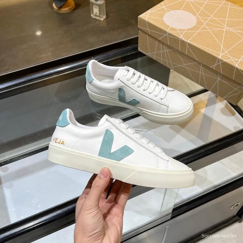 VEJA Classic White Sneakers V Logo Lace-Up Retro Flat Platform Casual Sports Shoes - LY00220