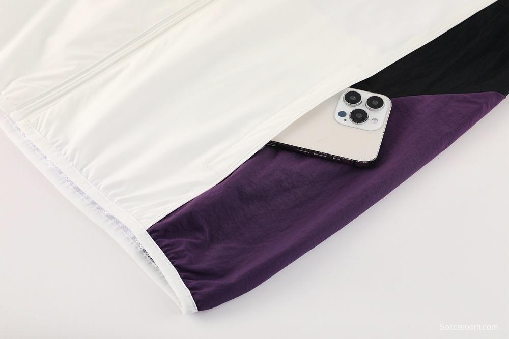 25/26 Manchester United White S-3XL Half Zipper Jacket+Long Pants