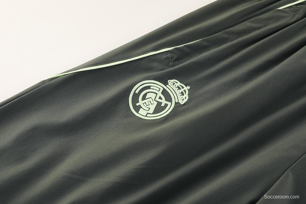 25/26 Real Madrid Light Green Half Zipper Jacket+Long Pants S-3XL