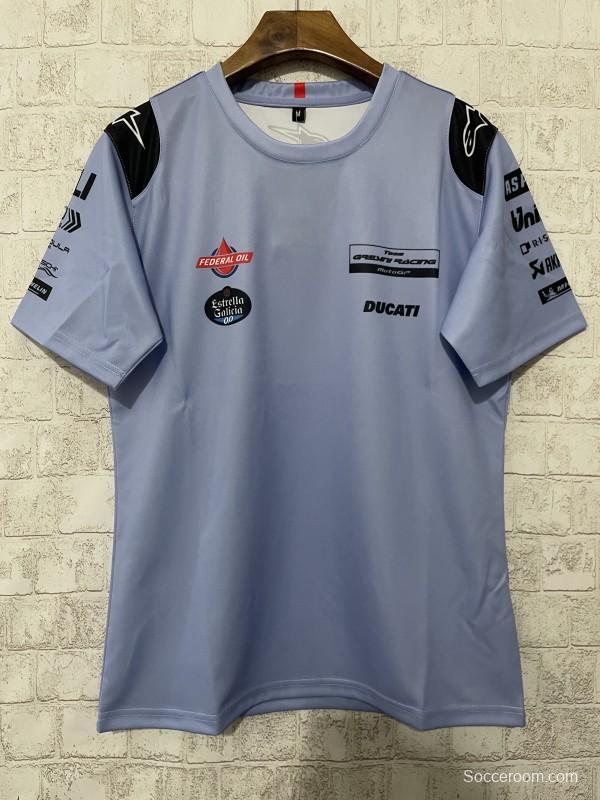 2025 F1 Gresini Racing Ducati Light Blue with Black Shoulder T-Shirt