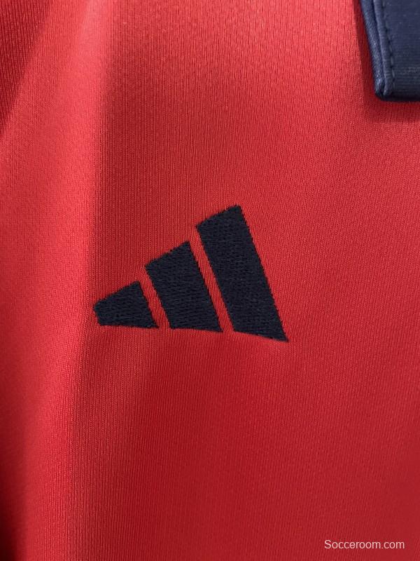 25/26 Munster Rugby Red with Navy and Grey Stripes Jersey