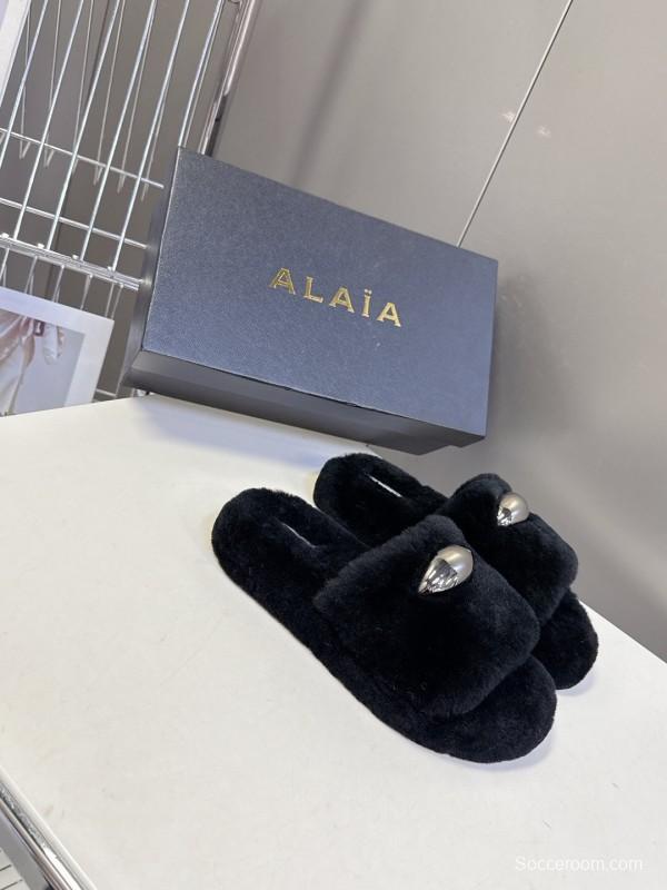 Alaïa Fall/Winter 2025 Fur Slippers - KFY00230