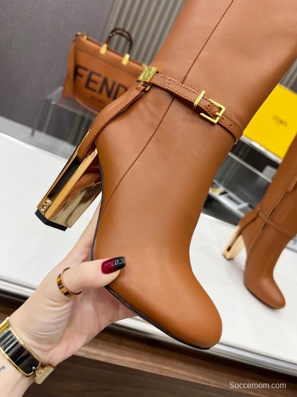 FENDI Delfina Round Toe Boots with FF Buckle - LY00520