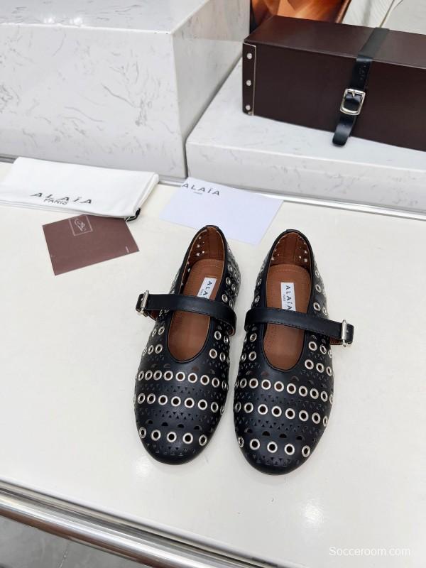 Alaia 2025/SS Perforated Ballet Flats - LY00320