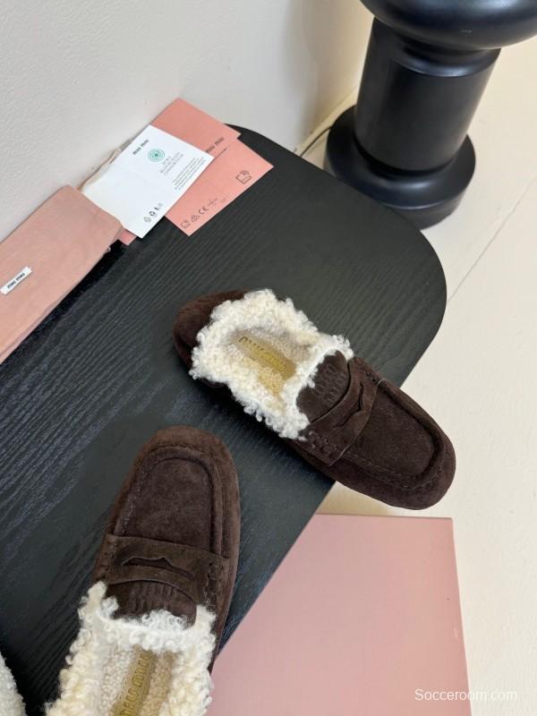 MIUMIU Platform Loafers with Wool Design - KFY00320