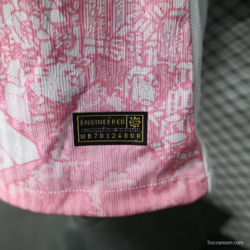 Player Version 2026 Brazil Special Edition White with Christ the Redeemer Pink Pattern Jersey
