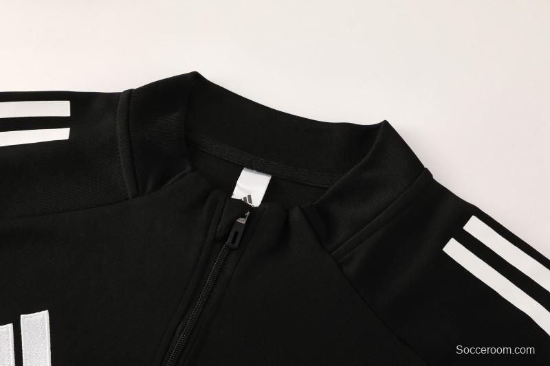 25/26  Adidas Black Full zipper Jacket Tracksuit+ long pants