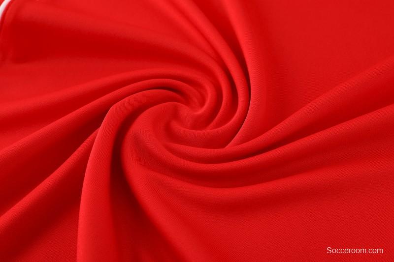 25/26  Adidas Red/White Full zipper Jacket Tracksuit+ long pants