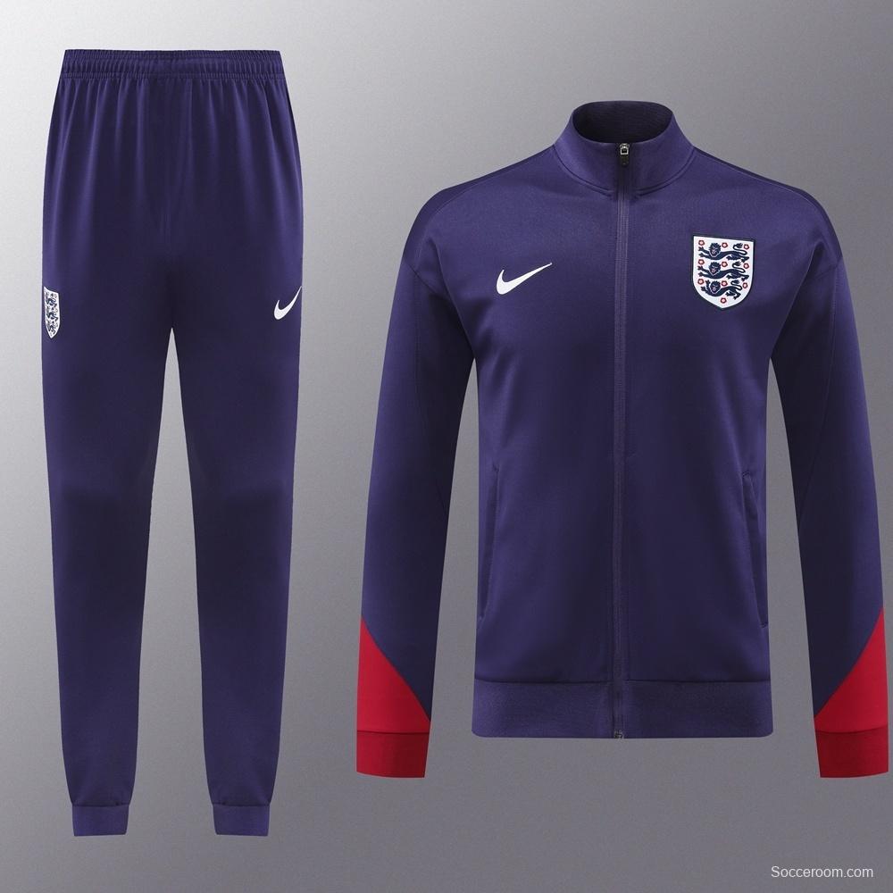 24/25  England Purple Full zipper Jacket Tracksuit+ long pants
