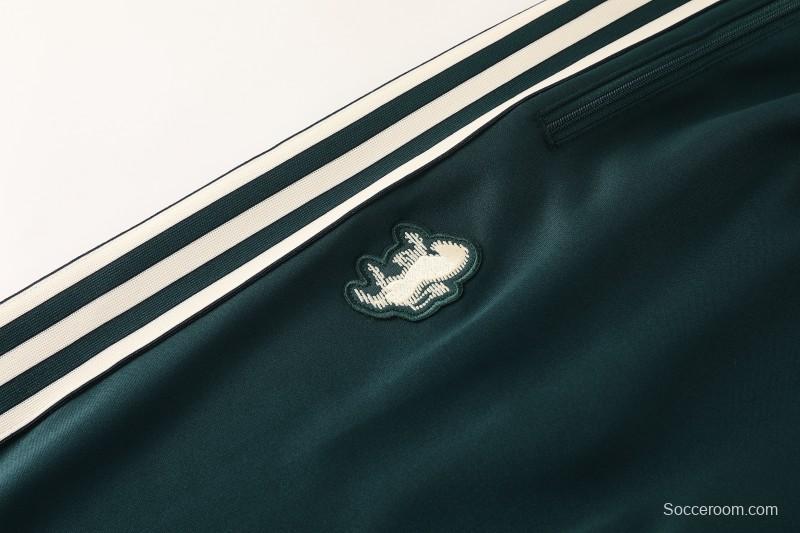 25/26  Juventus Retro Dark Green  Full zipper Jacket Tracksuit+ long pants