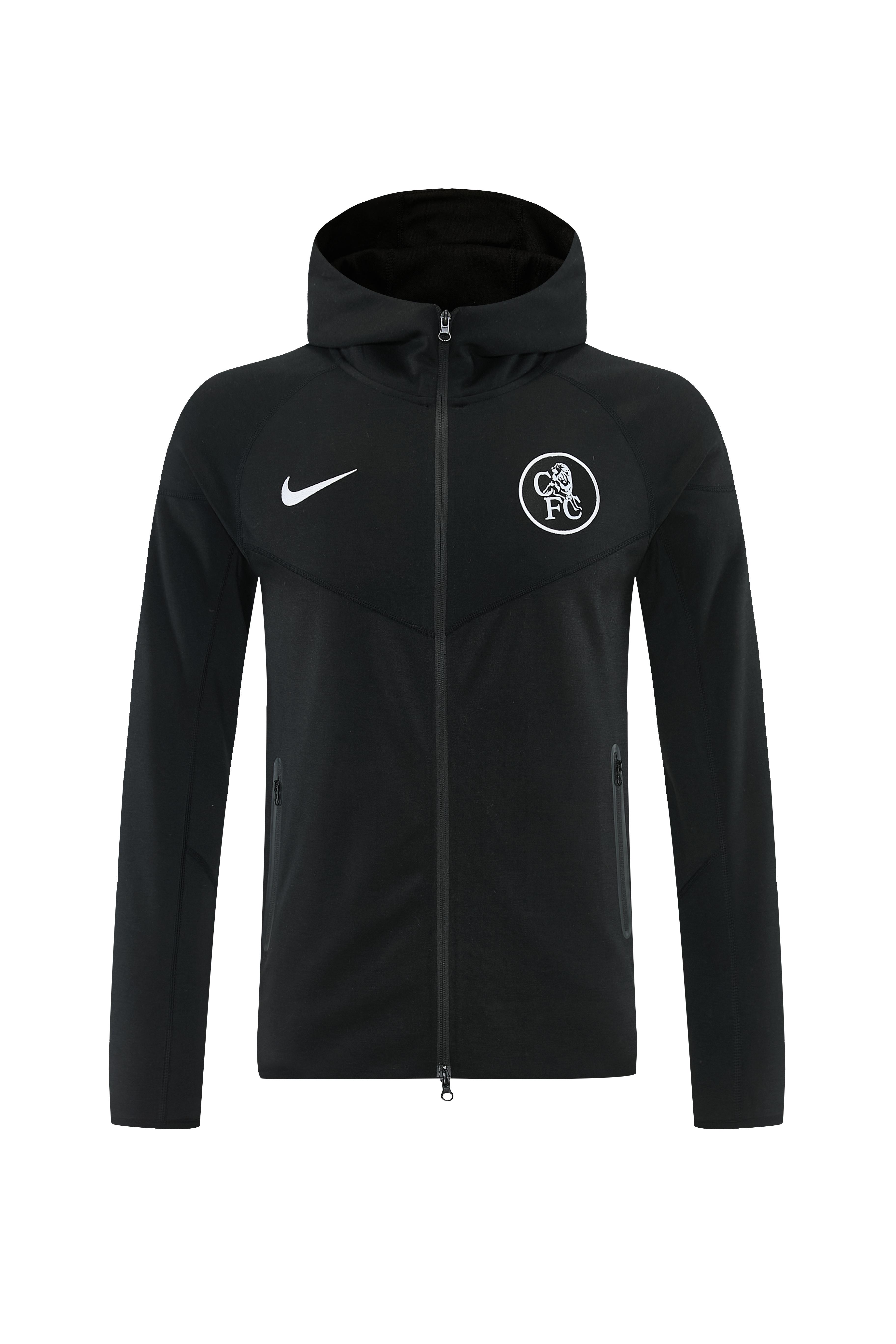 25/26 Chelsea Black Full Zipper Hoodie Windbreaker + Long Pants