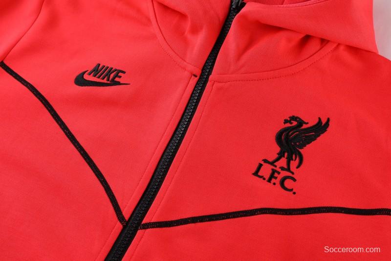 26/27 Liverpool Red Full Zipper Hooded Jacket Tracksuit + Long Pants