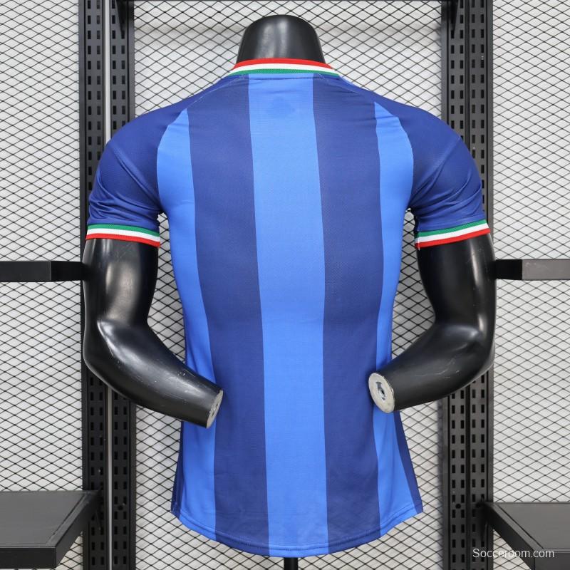 2026 Player Version Italy Blue with Tonal Vertical Stripes Jersey