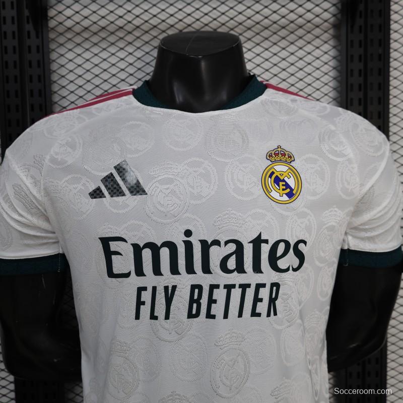 25/26 Player Version Real Madrid White with Subtle Crest Pattern Jersey