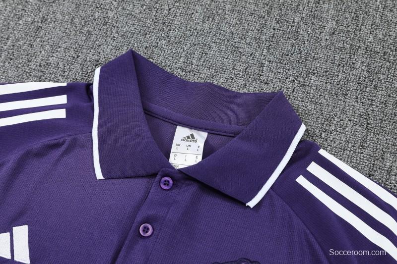 26/27  Manchester United Purple Polo Training Shirt + Long Pants Tracksuit