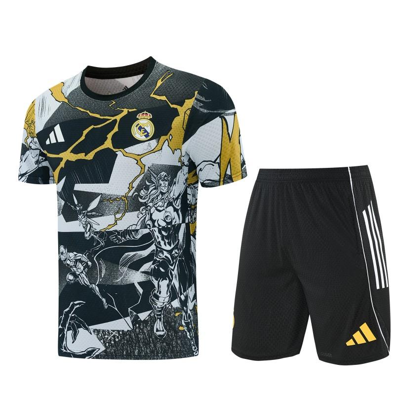 26/27  Real Madrid Black x Marvel  Short Sleeve+Soccer Shorts