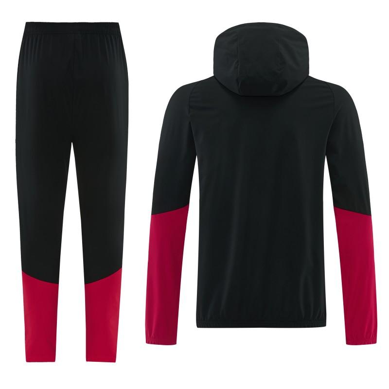 26/27 Belgium  Black Full Zipper Hooded Jacket Tracksuit + Long Pants