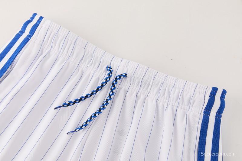 26/27 Chelsea FC  Blue  Stripes Short Sleeve+ White Soccer Shorts