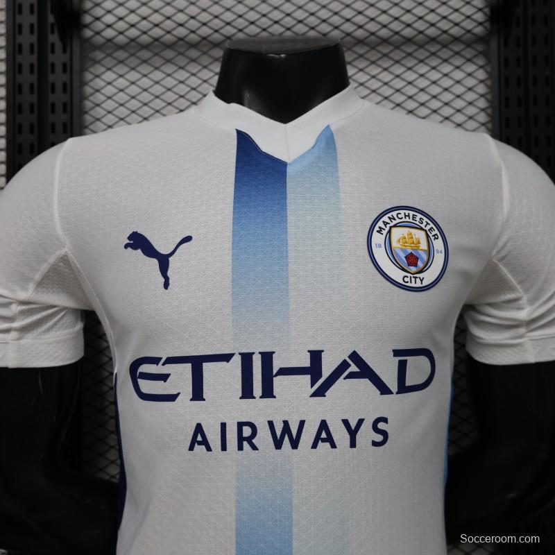 Player Version 26/27 Manchester City White with Blue Stripe Away Jersey