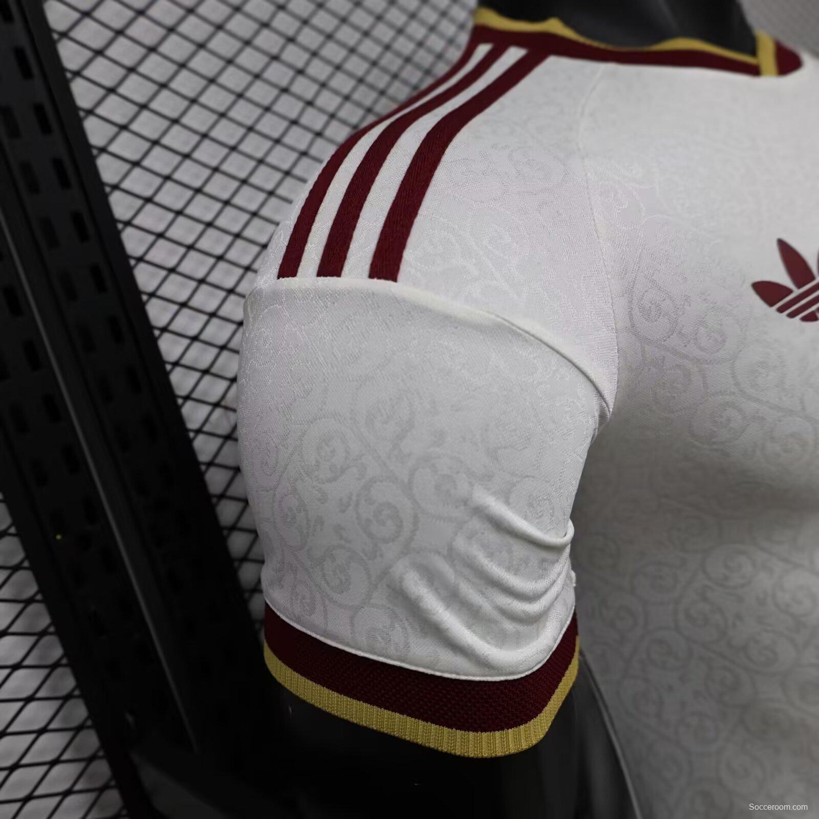 Player Version 2026 Spain  White with Burgundy & Gold Detail Away Jersey