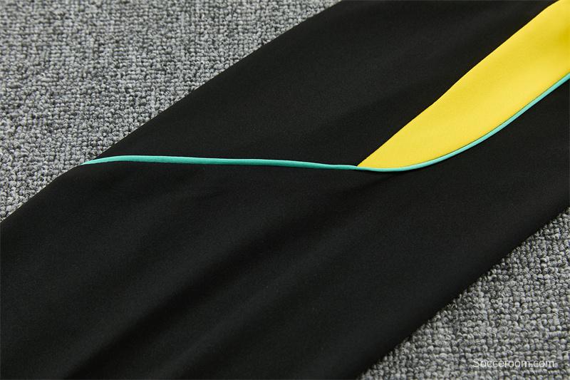 2026 Brazil Black & Yellow Half Zipper Jacket Tracksuit + Long Pants