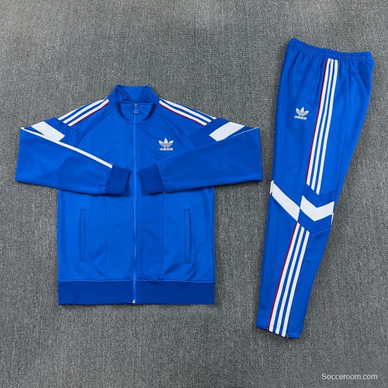 2026/27 Adidas Originals Blue Full Zipper Jacket Tracksuit + Long Pants