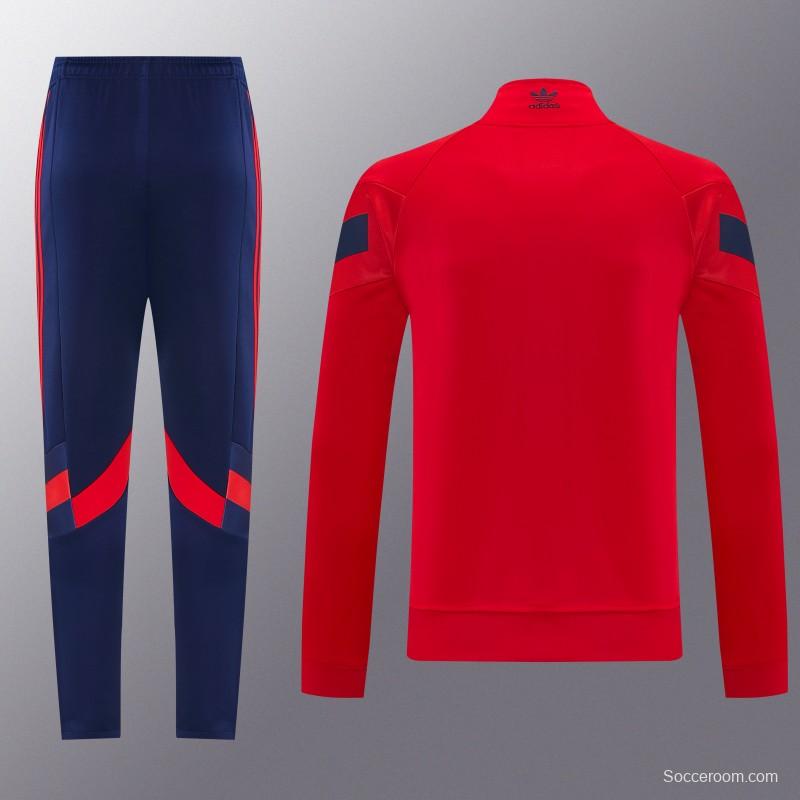 2026/27 Adidas Originals Red  Full Zipper Jacket Tracksuit + Navy Blue Long Pants