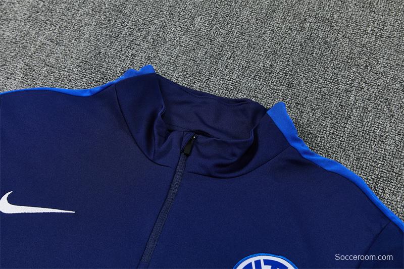 2026 Inter Milan Dark Navy Blue Half Zipper Jacket Tracksuit + Long Pants