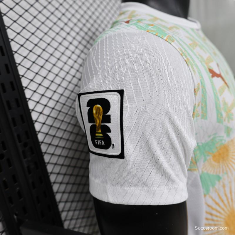 Player Version 2026 Ivory Coast Away White with Tropical Sunflower  Print Jersey