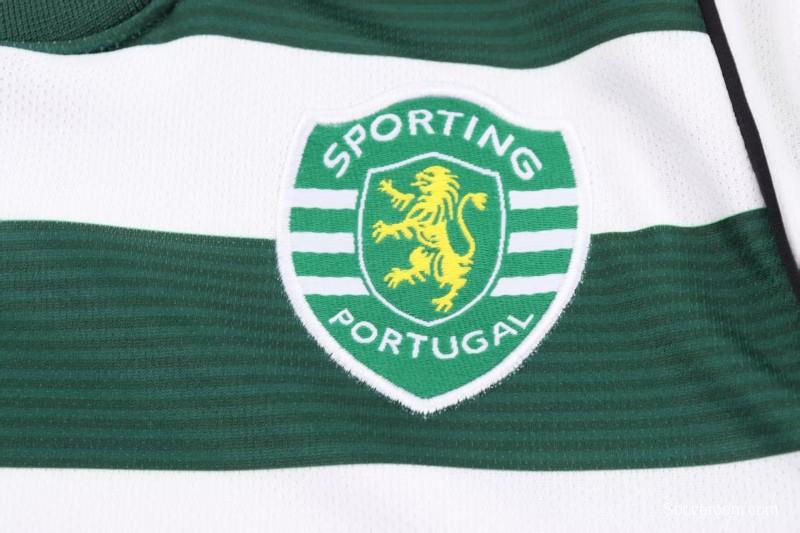 Retro Kids 01/03 Sporting CP White Green Home Long Sleeve Jersey