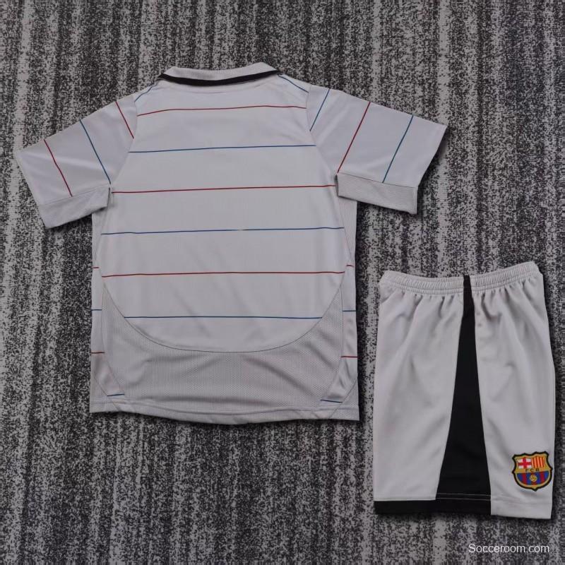 Retro Kids 03/04 FC Barcelona Away Grey Jersey