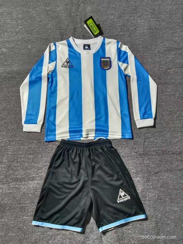 Retro 1998 Kids Argentina Home Long Sleeve Jersey