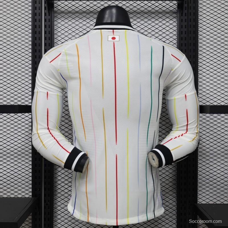Player Version 2026 Japan Special Edition White with Rainbow  Pinstripe Long Sleeve Jersey