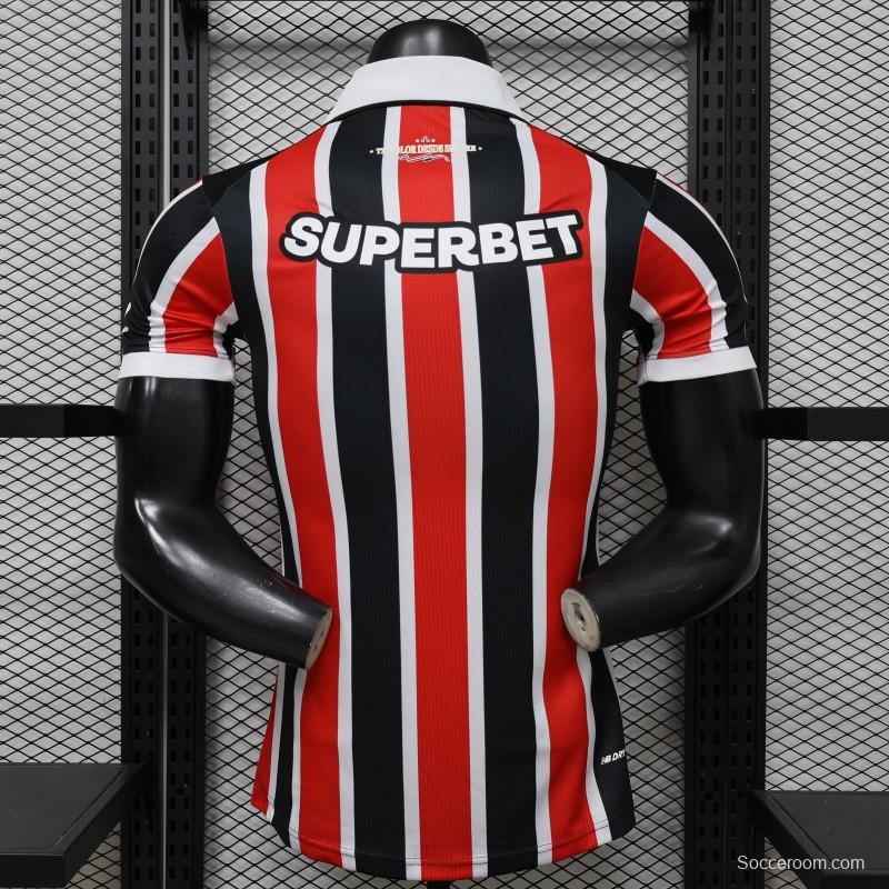 Player Version 26/27 São Paulo FC Away Red & Black Stripe  With White Collar Jersey