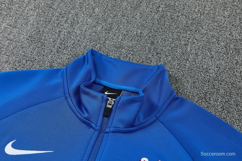 26/27 Chelsea  Blue&White Full Zipper Jacket Tracksuit + Long Pants