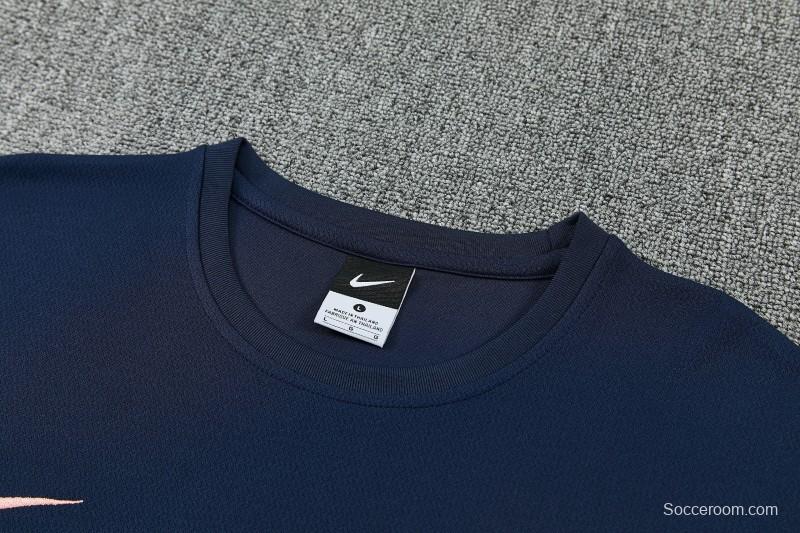 26/27 Barcelona Navy Blue Short  Sleeve Tracksuit + Long Pants
