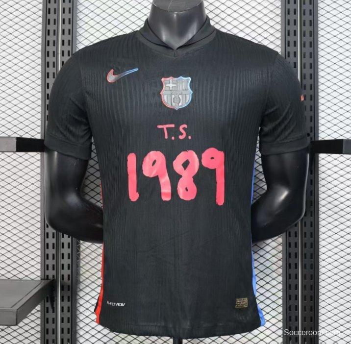 Player Version 25/26 FC Barcelona Black with Pink "T.S. 1989" Jersey