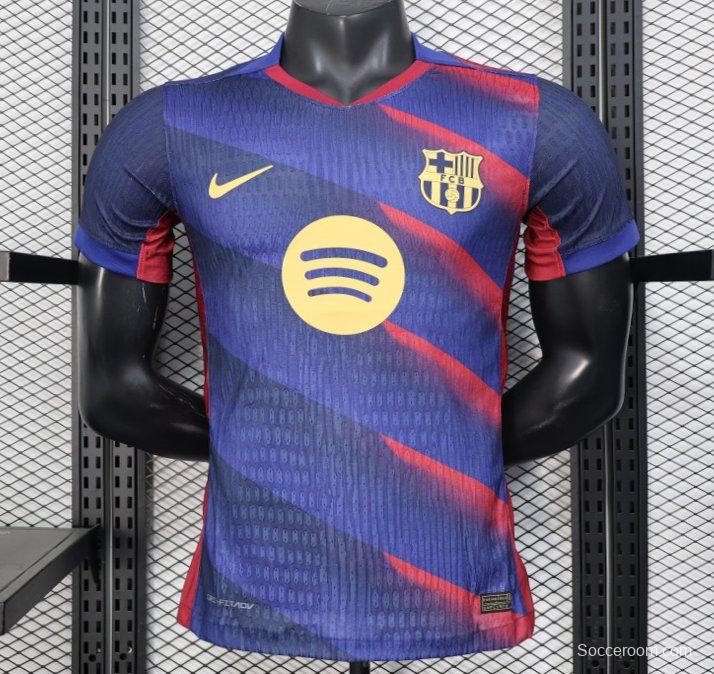 Player Version 25/26 FC Barcelona Blue with Red Diagonal Stripes Jersey