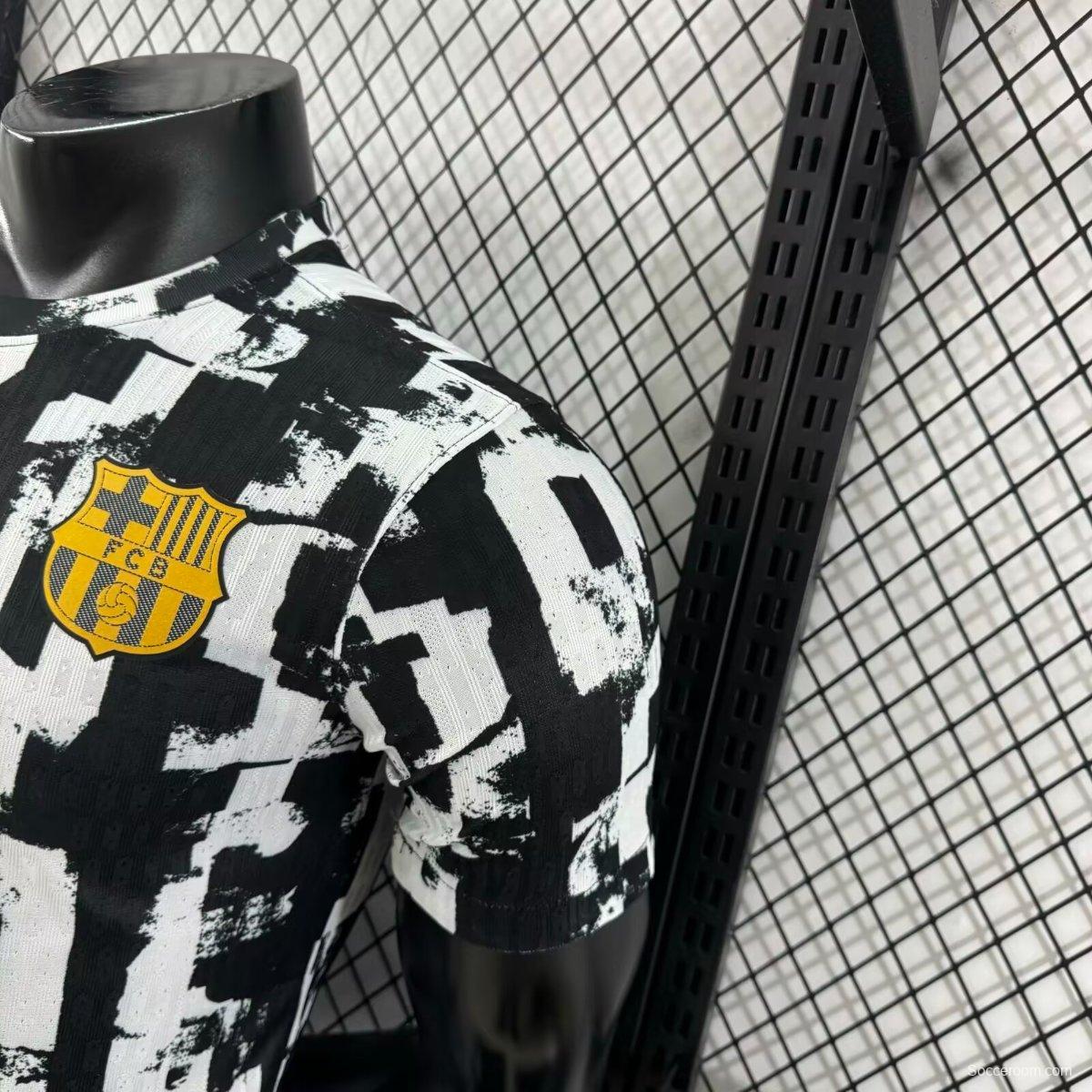 Player Version 25/26 Barcelona White with Abstract Graffiti Pattern Jersey