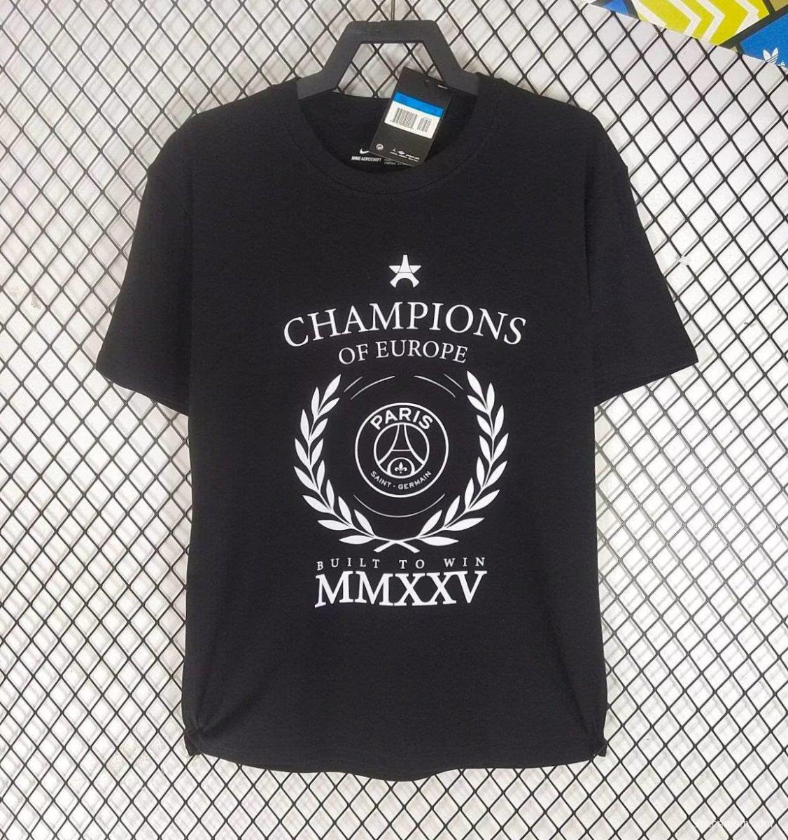 25/26 PSG Black Champion Black T-Shirts
