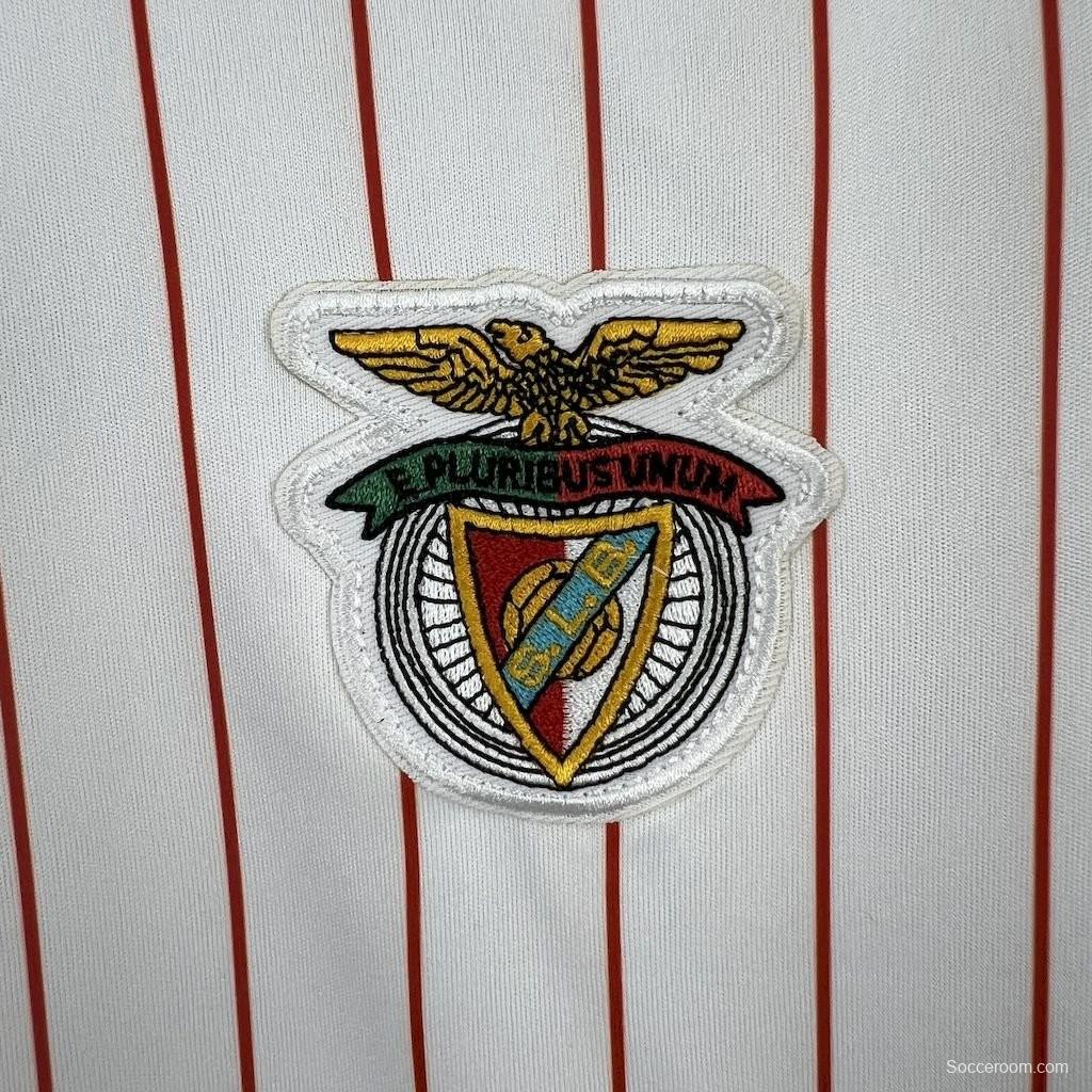25/26 Benfica Adidas Original White with Red Pinstripes Jersey