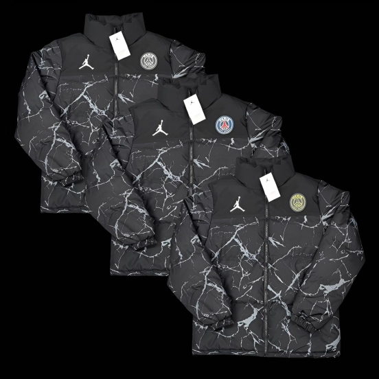 25/26 PSG Black with White Marble Pattern Jordan Jacket