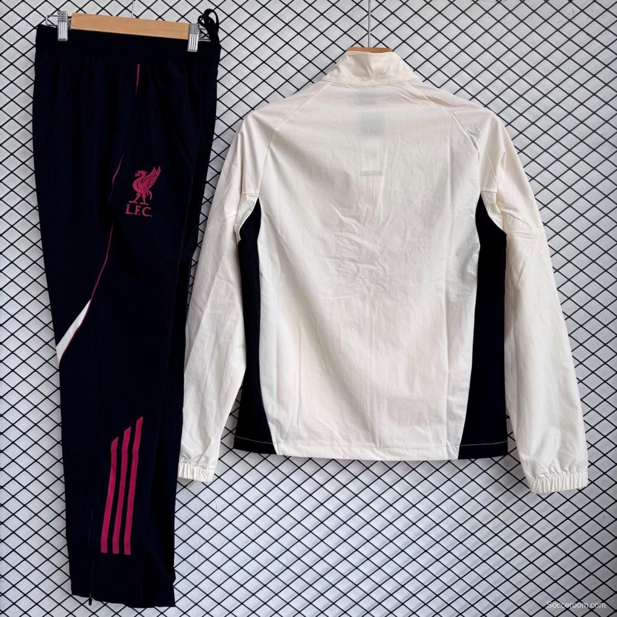 25/26 Liverpool Cream/Red Full Zipper Windbreaker + Long Pants