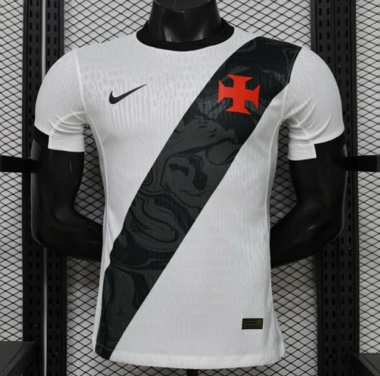 Player Version 26/27 Vasco da Gama Away White with Black Diagonal Sash Jersey