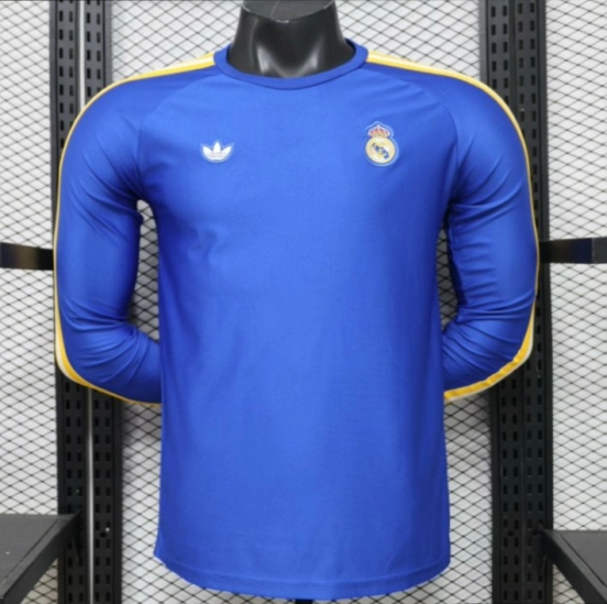 Player Version 2026 Real Madrid Blue Long Sleeve  Adidas Originals Retro Special Edition Jersey