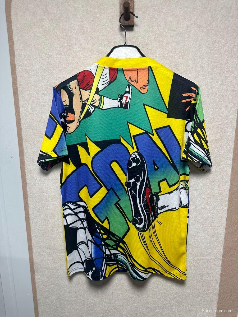 2026 Jordan Brazil World Cup Lifestyle Vibrant Blue Yellow Jersey